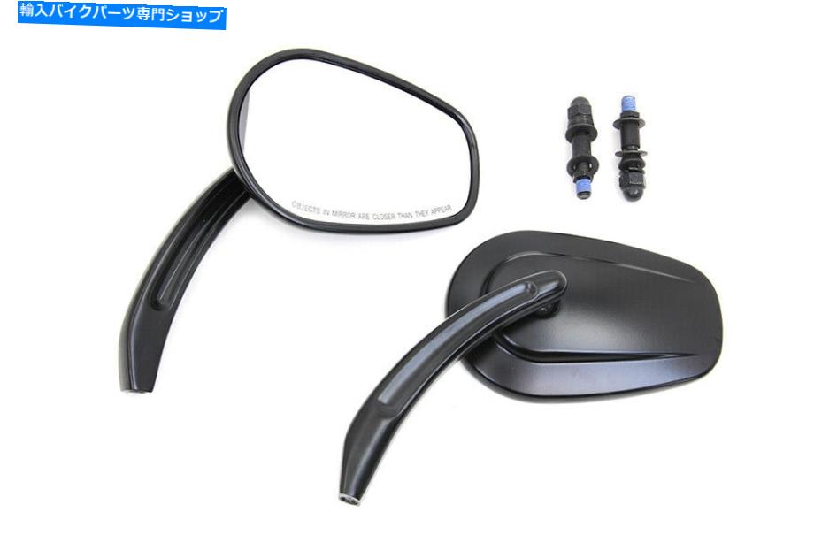 Mirror 長方形テーパーミラービレットの茎が付いています Rectangle Taper Mirror Set with Billet Stems【並行輸入品】