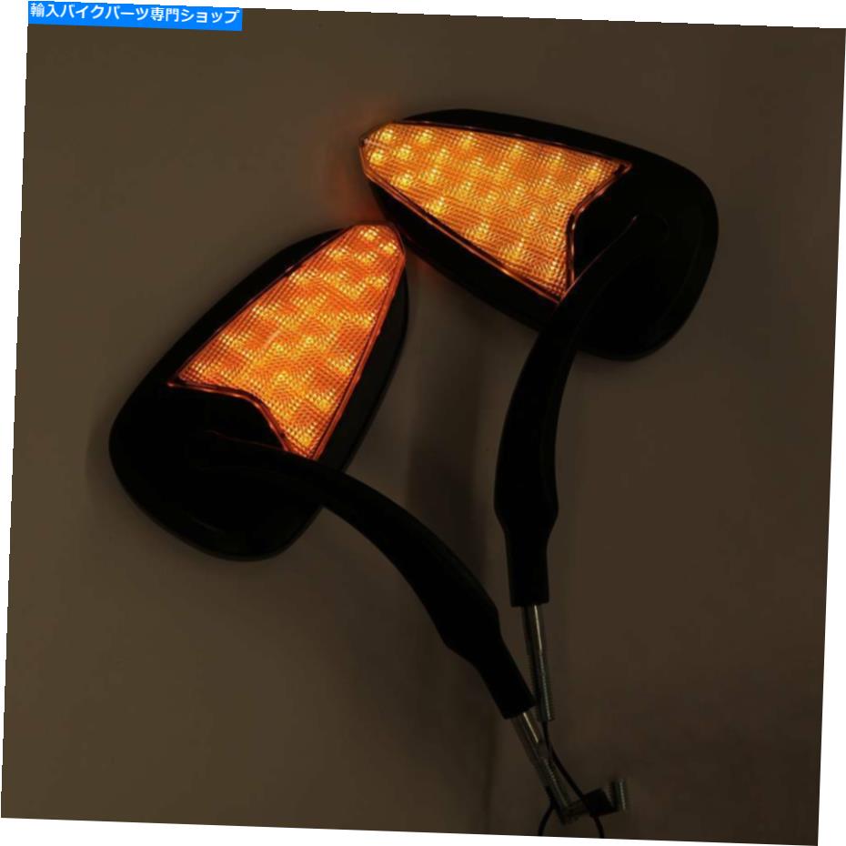 Mirror Harley DynaスーパーワイドグライドのためのLEDターン信号が付いている黒いオートバイのミラー Black Motorcycle Mirrors With LED Turn Signals For Harley Dyna Super Wide Glide【並行輸入品】|Us Custom Parts Shop USDM