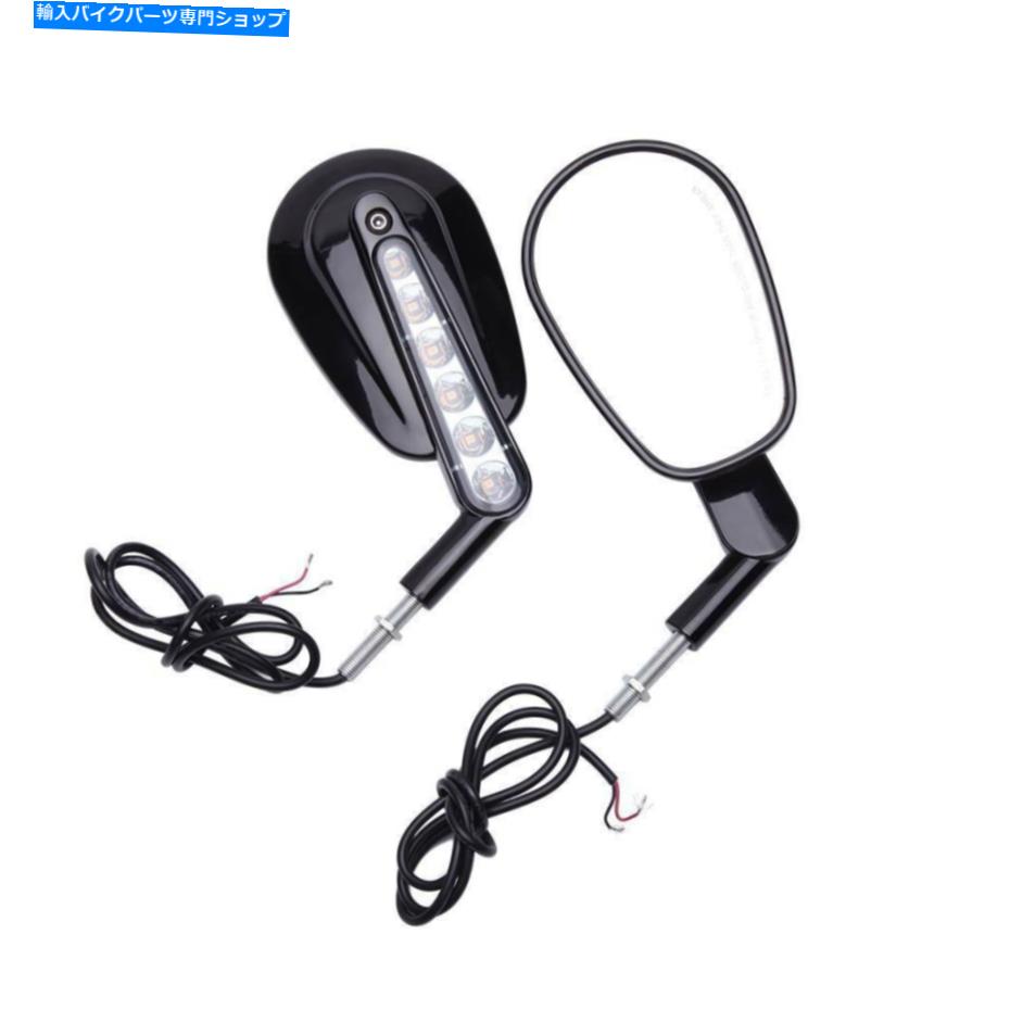 Mirror ブラックオートバイLEDターンシグナルミラーのためのハーレーダビッドソンロードエレクトラグライド Black Motorcycle LED Turn Signals Mirrors For Harley Davidson Road Electra Glide【並行輸入品】