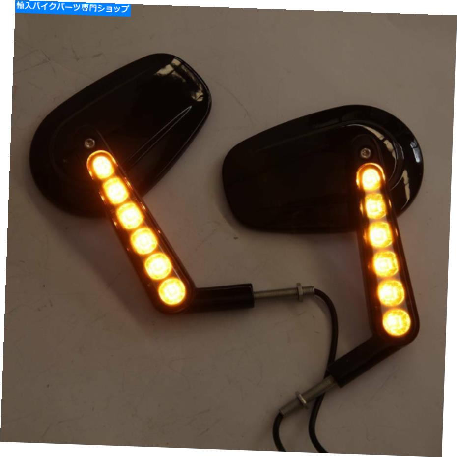 Mirror オートバイ黒リアビューミラー矢印LEDハーレーダビッドソンのためのターン信号 Motorcycle Black Rear View Mirrors Arrow LED Turn Signals For Harley Davidson【並行輸入品】