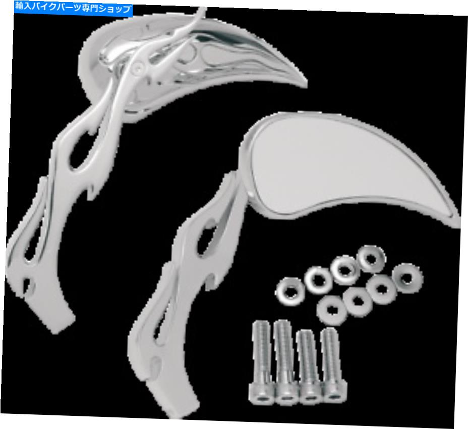 Mirror ドラッグスペシャリークロムフレームオートバイミラーセットハーリーFX FXD XL FLST Drag Specialties Chrome Flamed Motorcycle Mirror Set Harley FX FXD XL FLHR FLST【並行輸入品】