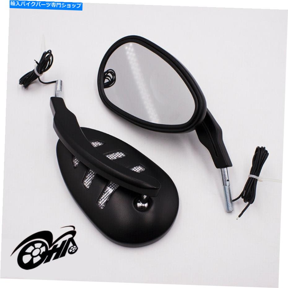 Mirror オートバイ黒リアビューミラー統合矢印LEDハーレーのターン信号 Motorcycle Black Rear View Mirror Integrated Arrow LED Turn Signal For Harley【並行輸入品】