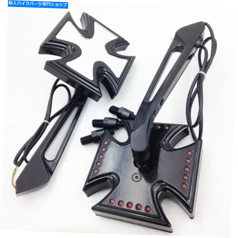 Mirror カスタムLEDターンSIGANL統合ミラーブラックフィットハーレーエレクトログライドFLH Custom Led Turn Siganl Integrated Mirror Black Fit For Harley Electra Glide FLH【並行輸入品】