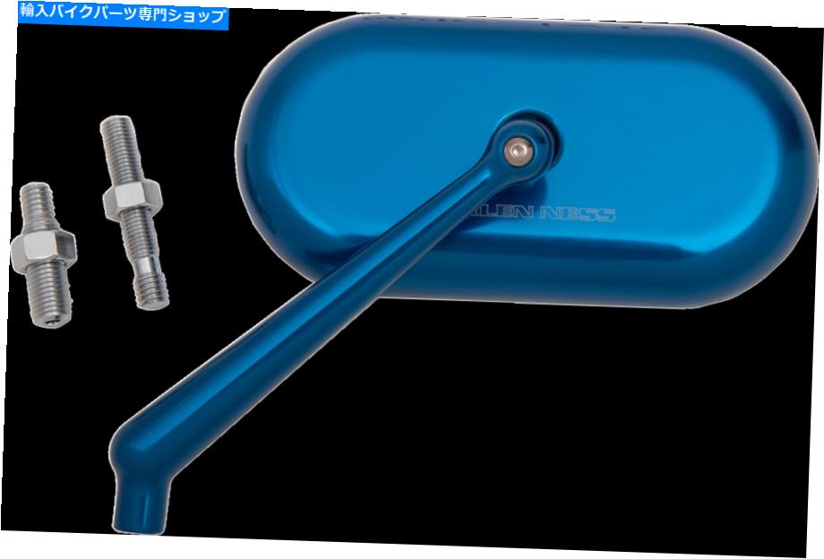 Mirror 左側のシングルハンドルバーミラーのアーレンネス青い楕円形の凸面図のねじ Arlen Ness Blue Oval Convex Side View Screw in Left Side Single Handlebar Mirror【並行輸入品】