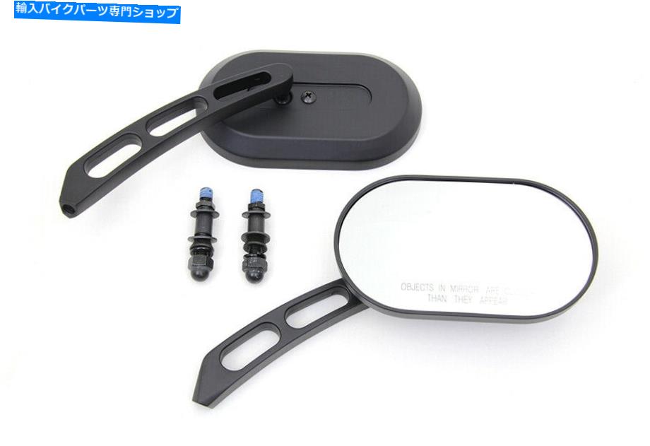 Mirror 横長のミラーセットブラックビレット Oblong Mirror Set Black Billet【並行輸入品】