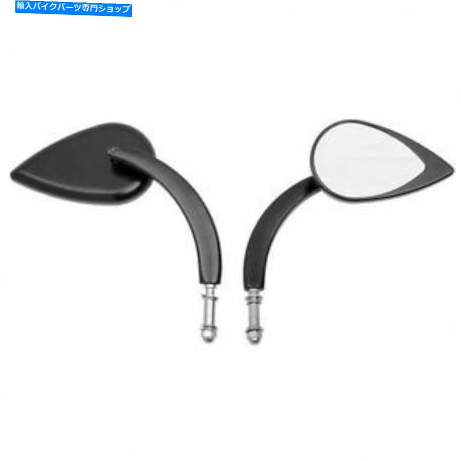Mirror Harley-Davidsonのための黒い長いステムのティアドロップミラー - それぞれ売られた Black Long Stem Teardrop Mirror For Harley-Davidson - SOLD EACH【並行輸入品】
