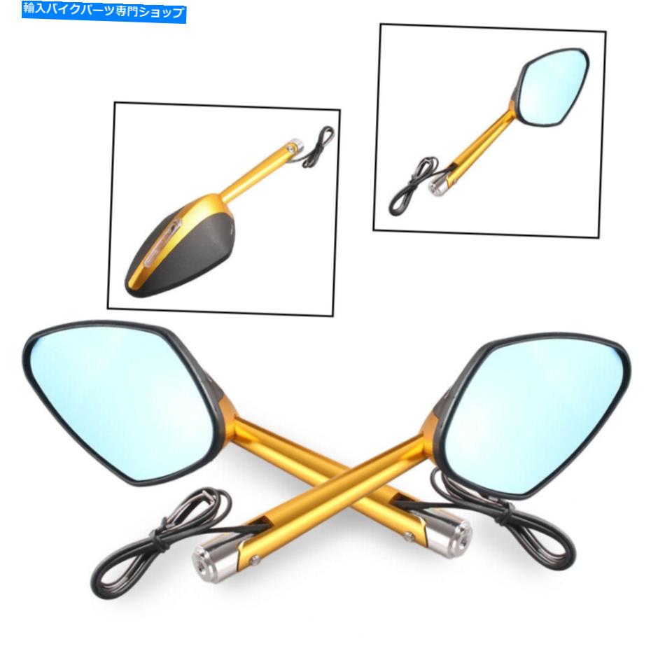 Mirror リアビューリアビューサイドミラーW / LEDユニバーサルBenelli BMW DUCATI Rear View Rearview Side Mirrors w/ LED Universal For Aprilia Benelli BMW Ducati【並行輸入品】