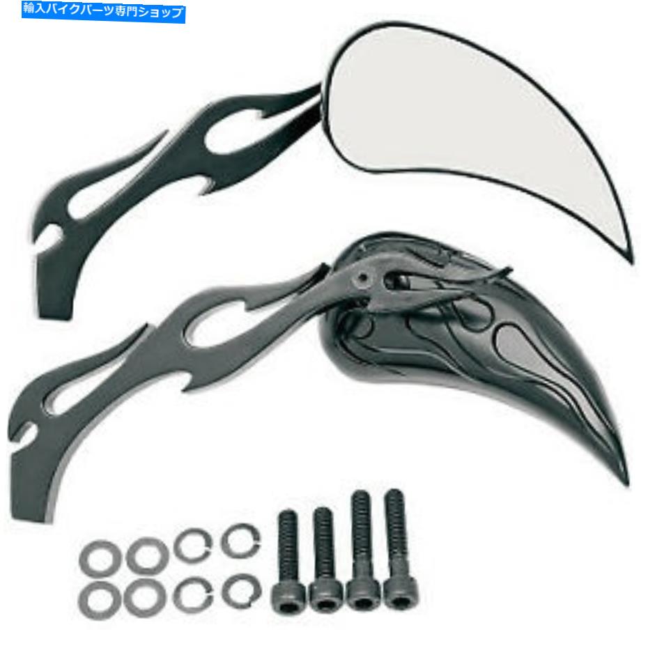Mirror Drag Specialties Flame Mirrors Black 0640-0289 Drag Specialties Flame Mirrors Black 0640-0289【並行輸入品】