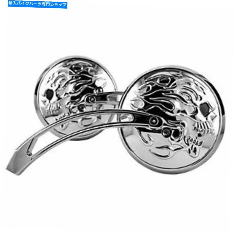 Mirror ハードドライブクロームフラミングスカルミラーW /アルミニウム製ステム HARDDRIVE CHROME FLAMING SKULL MIRROR W/ALUMINUM STEM【並行輸入品】