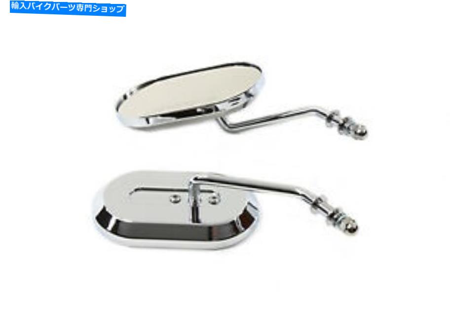 Mirror 丸い茎が付いている長方形のミラーセットハーレー - ダビッドソンオートバイ Oblong Mirror Set with Round Stems fits Harley-Davidson motorcycles【並行輸入品】