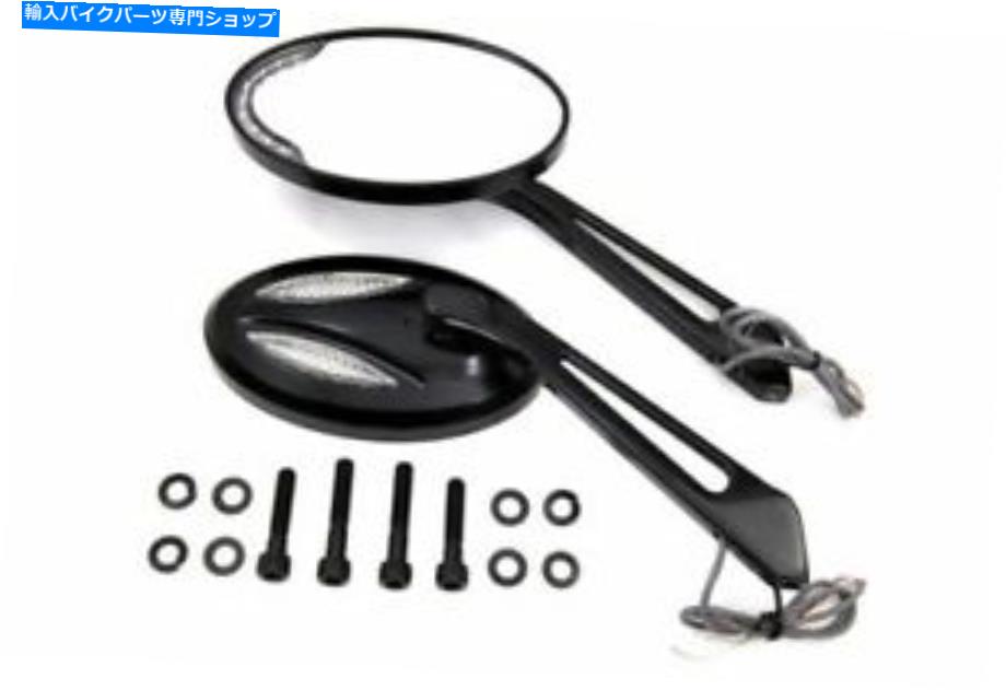 Mirror ブラックビレットミラーセットLEDインジケータターンハーリーチョッパーFXST Black Billet Mirror Set LED Indicator Turn Signals Built In Harley Chopper FXST【並行輸入品】