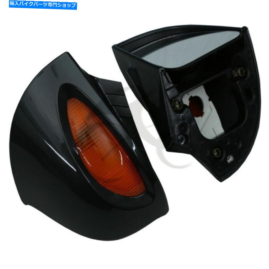 Mirror BMW R1100 RT R1100RTP R1150RT用のアンバーターン信号が付いている黒の背面図のミラー Black Rear View Mirrors With Amber Turn Signal For BMW R1100 RT R1100RTP R1150RT【並行輸入品】