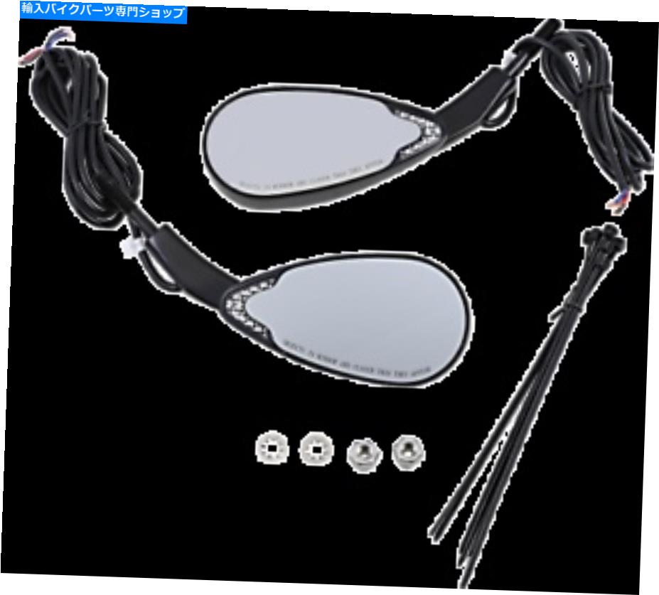 Mirror カスタムダイナミクスブラックLEDアンバーホワイトオートバイのハーレーのためのシグナルミラー Custom Dynamics Black LED Amber White Motorcycle Turn Signal Mirrors for Harley【並行輸入品】