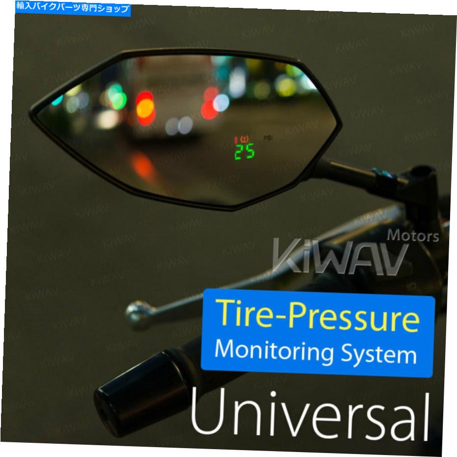 Mirror Kiwav Black Mirrors Buck Buint-in TPM 8mm 10mmはオートバイスクーターε KiWAV black mirrors BUCK built-in TPMS 8mm 10mm fits motorcycle scooters ε【並行輸入品】