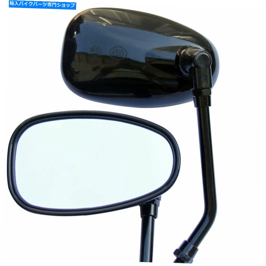 Mirror 1平面光沢のある黒い楕円形の鏡は石塚兵庫勝利の勝利 1Pair Glossy Black Oval Mirrors ForSuzuki Kymco Hyosung Victory【並行輸入品】
