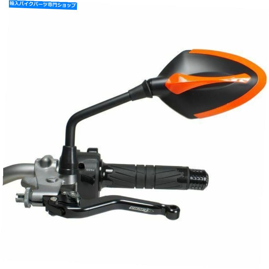 Mirror ミラーのオートバイ承認チャフトストーリー黒オレンジマウントハンドルバー Pair of Mirrors Motorcycle Approved chaft Story Black Orange Mount Handlebar【並行輸入品】