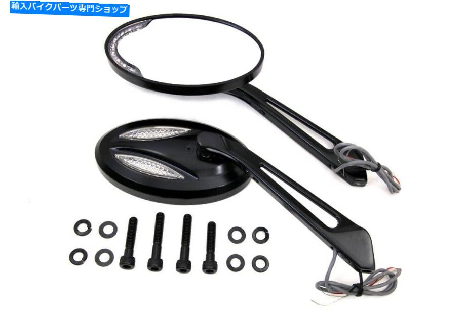 Mirror V-TWIN 34-1950ブラックビレットオーバルミラーW /ターンシグナルペアハーレーメトリック65アップ V-Twin 34-1950 Black Billet Oval Mirror w/ Turn Signal Pair Harley Metric 65-Up【並行輸入品】