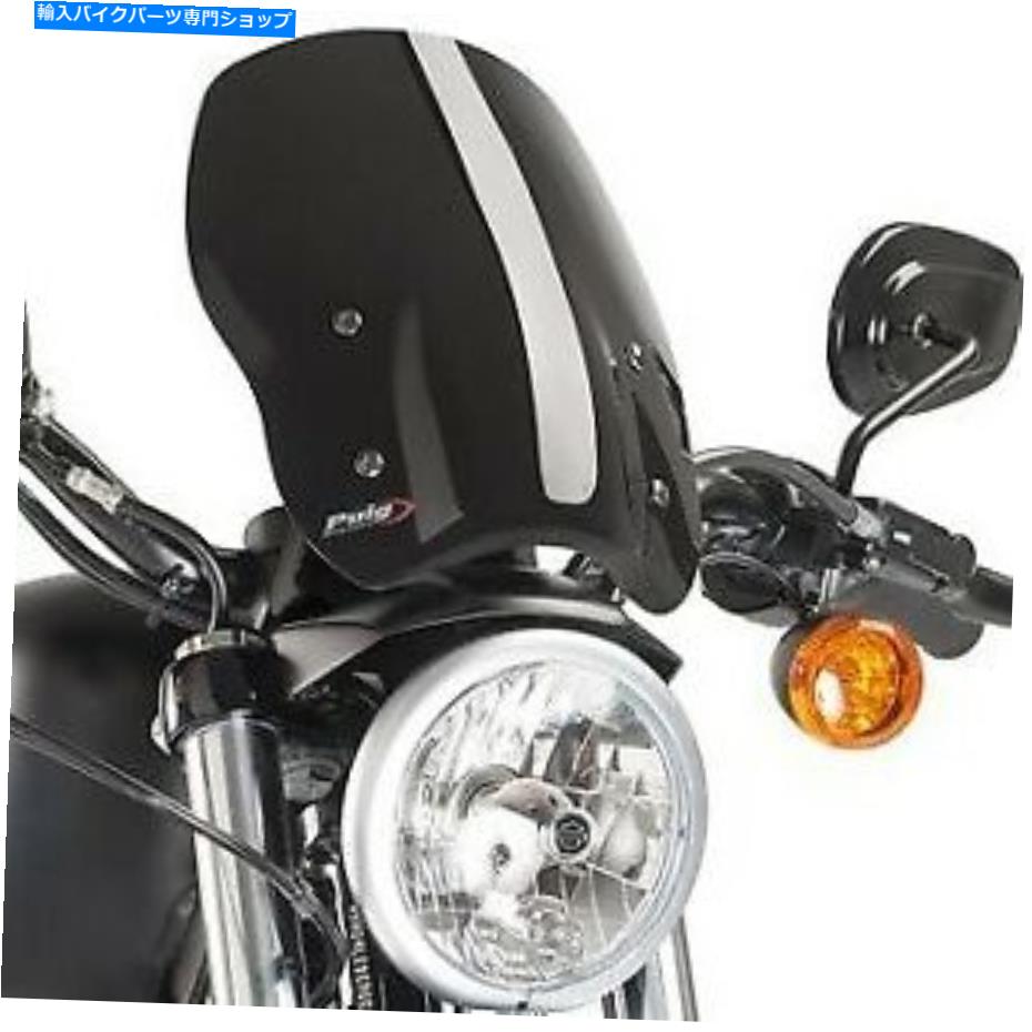 Windshield ピュギ裸のツーリングフロントブラック＃9283Nハーレーダビッドソンスポーツスター Puig Naked Touring Windscreen Black #9283N Harley Davidson Sportster【並行輸入品】