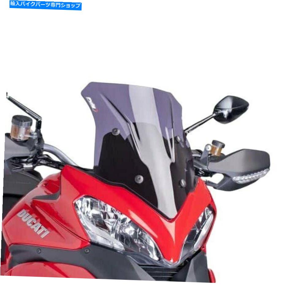 Windshield DUCATI MULTISTRADA 1200 2013-2014 PUIG 6490F Rレーサーダークスモークスコア For Ducati Multistrada 1200 2013-2014 Puig 6490F R-Racer Dark Smoke Windscreen【並行輸入品】
