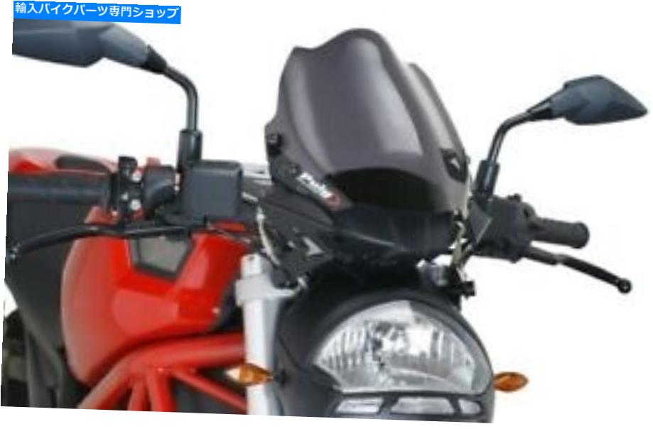 Windshield ピュギレーシングフロントスケーン暗い煙＃4672Fドゥカティモンスター696 /モンスター796 Puig Racing Windscreen Dark Smoke #4672F Ducati Monster 696/Monster 796【並行輸入品】