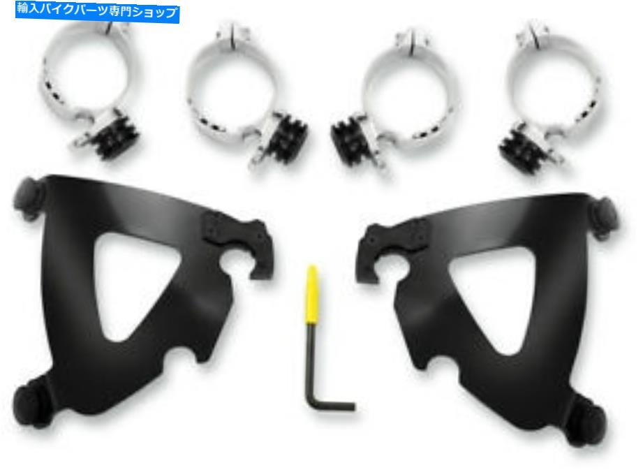 Windshield 脂肪/スリム・ウィンドシールドMEB1960のためのメンフィスの色合い黒のトリガーロックマウントキット Memphis Shades Black Trigger-Lock Mount Kit for Fats/Slim Windshields MEB1960【並行輸入品】