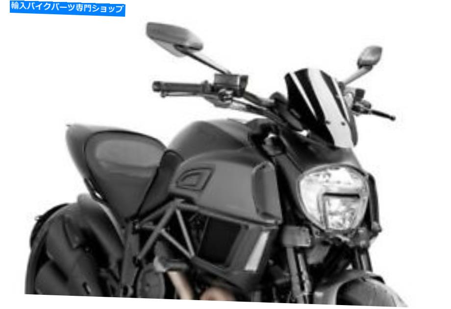 Windshield パイ裸のスポーツのフロントウィンドスクリーンブラック＃7592Nドゥカティディール2014-2018 Puig Naked Sport Windscreen Black #7592N Ducati Diavel 2014-2018【並行輸入品】