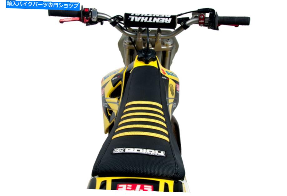 シート 2002-2017スズキRM 85スチュワート全ブラック/イエローリブシートカバー 2002-2017 SUZUKI RM 85 Stewart ALL BLACK / YELLOW RIBS SEAT COVER BY ENJOY MFG【並行輸入品】