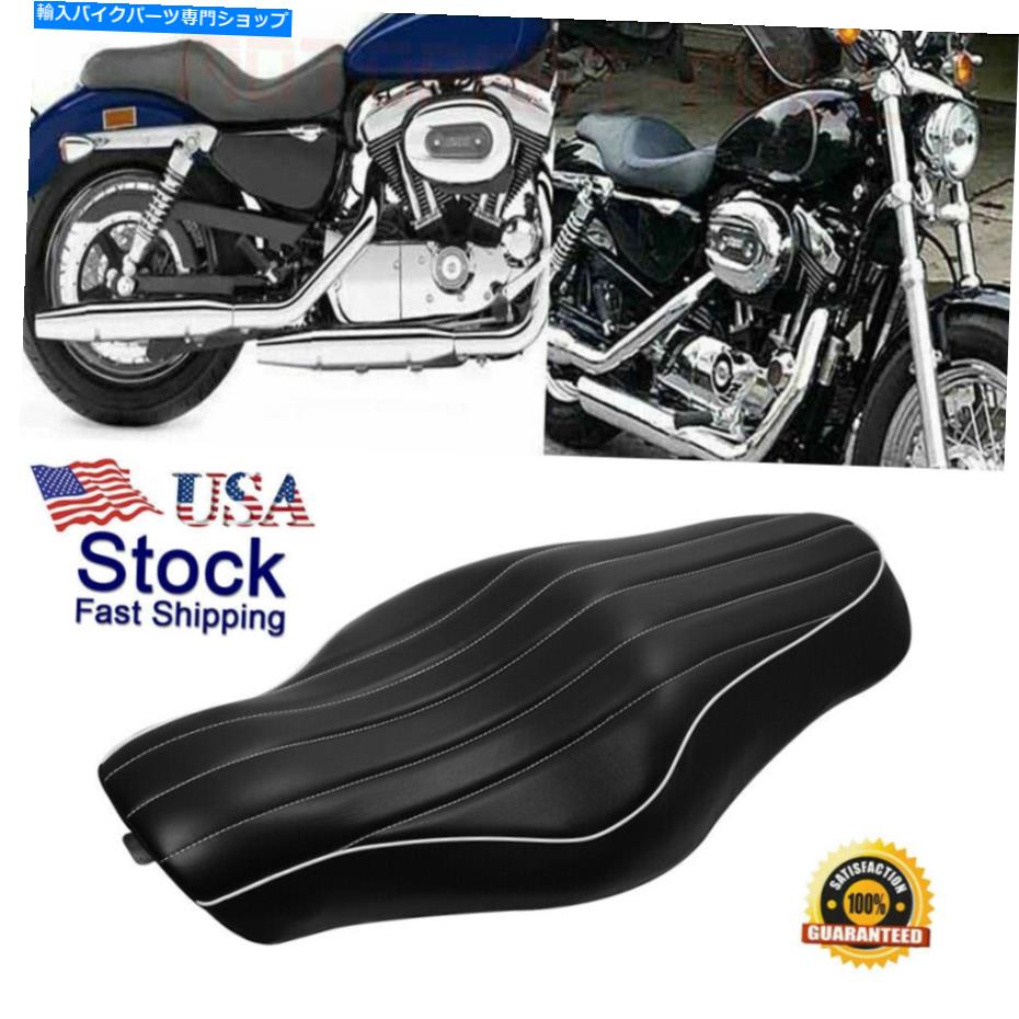 シート ハーレースポーツスターXL883 1200 48 BT3のためのドライバー&リアの旅客レザー2アップシート Driver&Rear Passenger Leather Two Up Seat for Harley Sportster XL883 1200 48 BT3【並行輸入品】