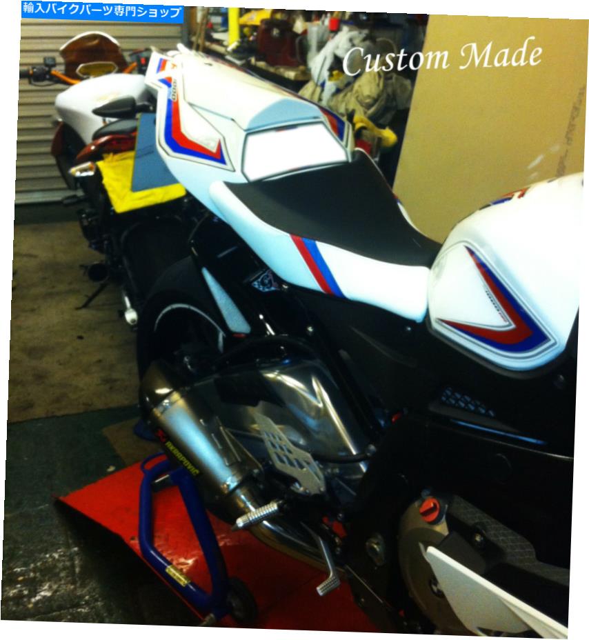 シート ホワイト＆ブラックカスタム09-11フィットBMW S 1000 RR M3ストライプフロントシートカバー WHITE & BLACK CUSTOM 09-11 FITS BMW S 1000 RR M3 STRIPE FRONT SEAT COVER【並行輸入品】