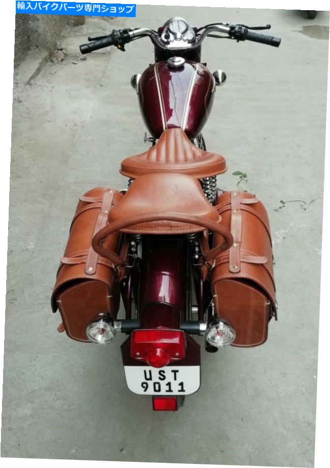 シート ロイヤルエンフィールドスタンダードエレクトラブレットブラウンカラー用レザーフロントリアシート Leather Front Rear Seat for Royal Enfield Standard Electra Bullet Brown Color【並行輸入品】