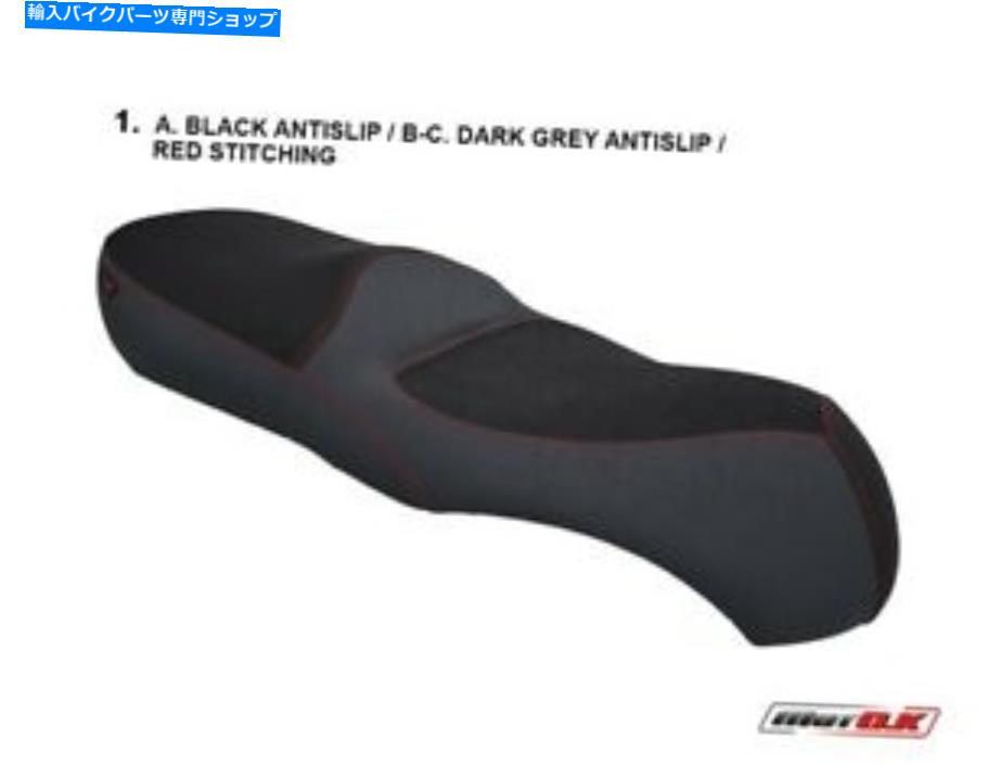 シート Aprilia Scarabeo 300（2008）Motok Seat Coverブラックカラーレッドステッチ Aprilia SCARABEO 300 (2008) MotoK Seat Cover Black Color Red Stitching【並行輸入品】