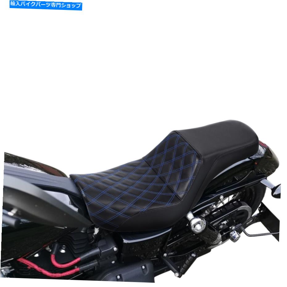 シート ブラックブルードライバー＆旅客シートフィットハーレーダイナローライダーFXD FXDWG 06-17 Black Blue Driver & Passenger Seat Fit For Harley Dyna Low Rider FXD FXDWG 06-17【並行輸入品】