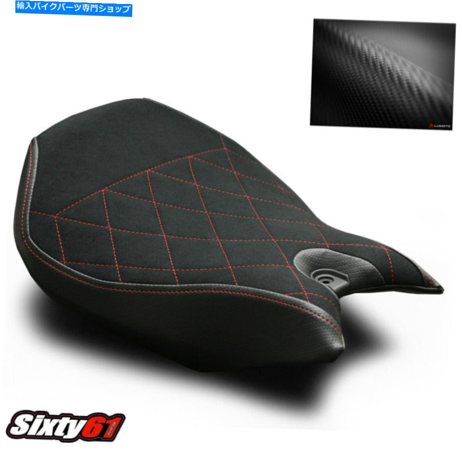 シート DUCATI PANIGALE 899 959 1299シートカバー2013-2018ルイモトブラックスエード赤ステッチ Ducati Panigale 899 959 1299 Seat Cover 2013-2018 Luimoto Black Suede Red Stitch【並行輸入品】