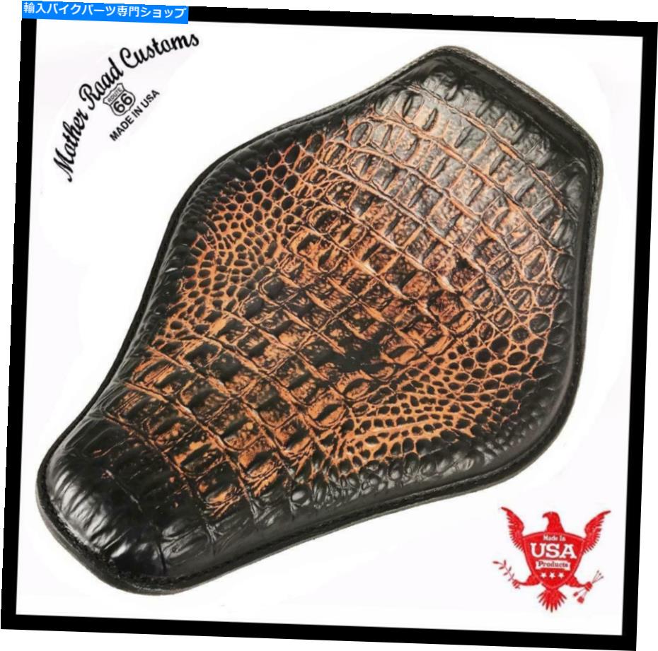 シート スプリングシートチョッパーボバーハーリースポーツスター10x13アンチブンゲータースナブノーズレザー Spring Seat Chopper Bobber Harley Sportster 10x13 AntBrn Gator Snub Nose Leather【並行輸入品】