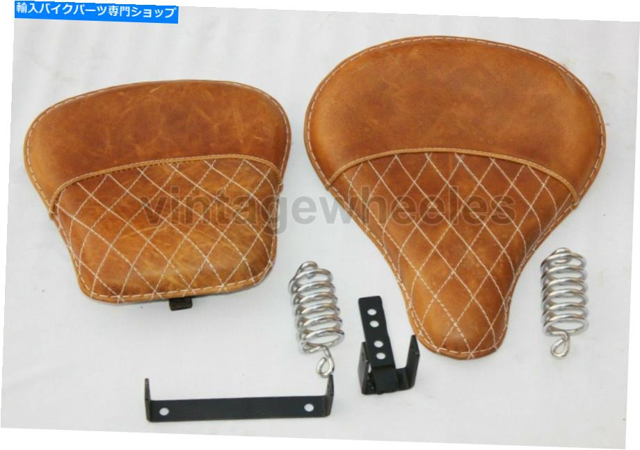 シート ロイヤルエンフィールドクラシック350cc 500ccのための注文の茶色の前面とピリオンシート Custom Made Brown Front And Pillion Seat For Royal Enfield Classic 350cc 500cc【並行輸入品】