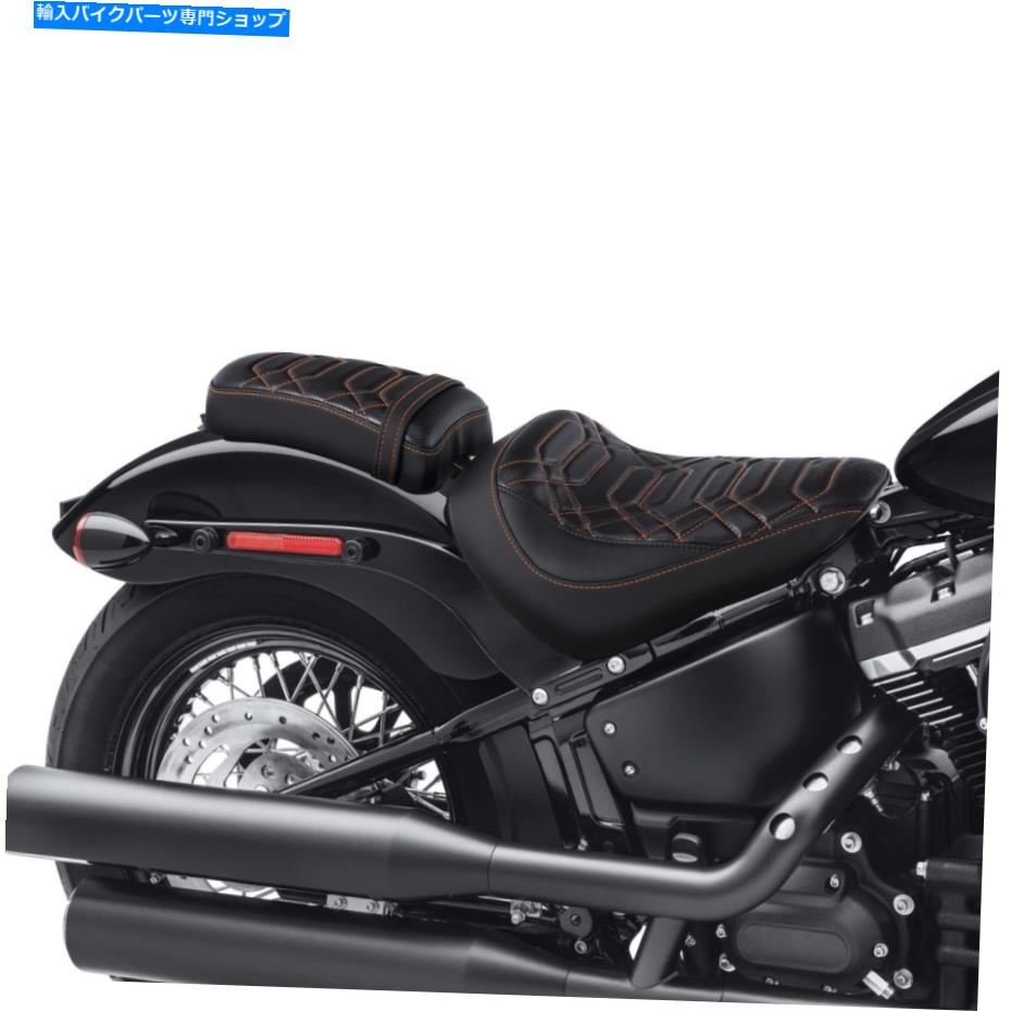 シート ブラックオレンジの運転手の後部助手席フィット18-21 2019 Black Orange Driver Rear Passenger Seat Fit For Harley Street Bob 18-21 2019【並行輸入品】