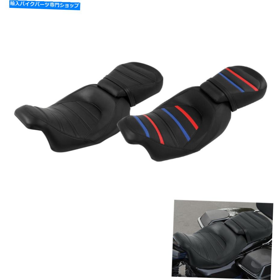 シート PUレザーライダードライバー助手席シートフィットハーレーロードストリートグライド09-21 18 PU Leather Rider Driver Passenger Seat Fit For Harley Road Street Glide 09-21 18【並行輸入品】