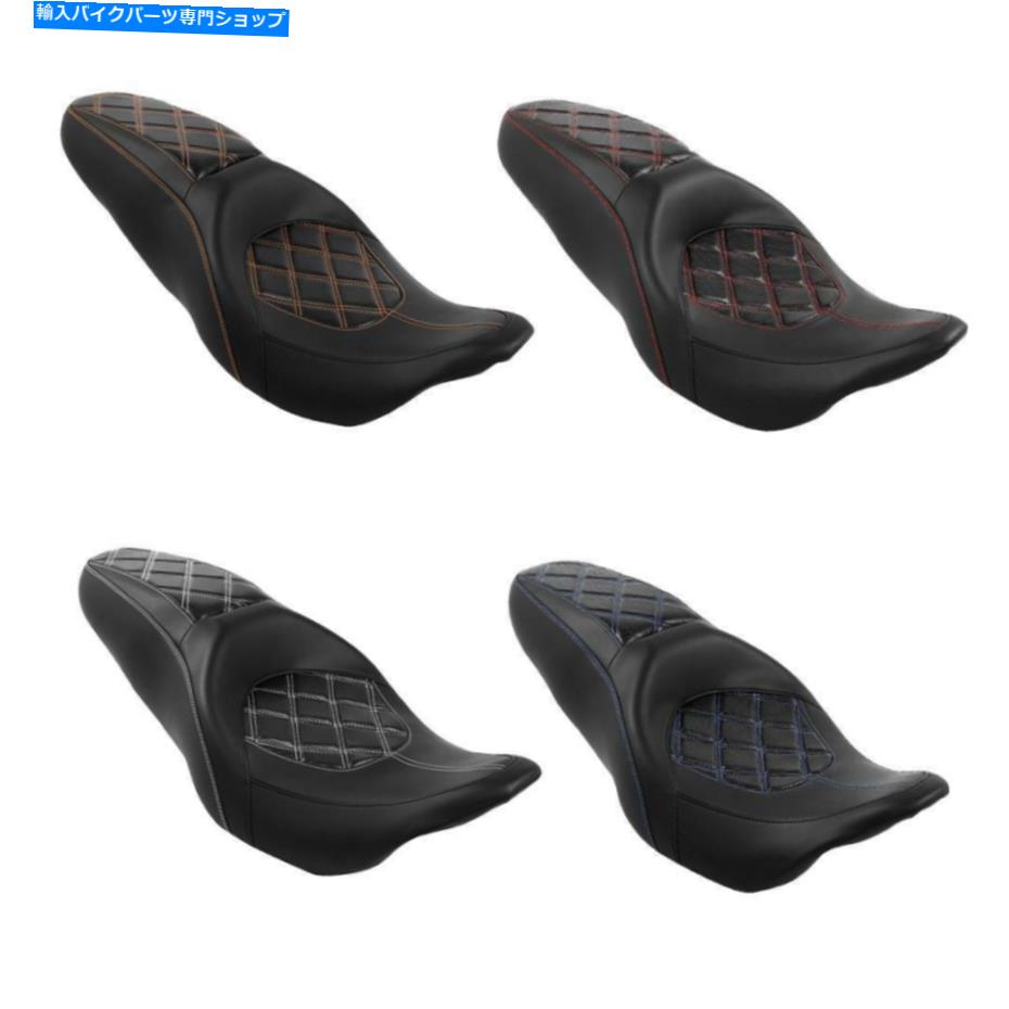 シート ハーレーツーリングロードキング2009-2020 2019 18ブラックのためのドライバー＆旅客シートフィット Driver & Passenger Seat Fit For Harley Touring Road King 2009-2020 2019 18 Black【並行輸入品】