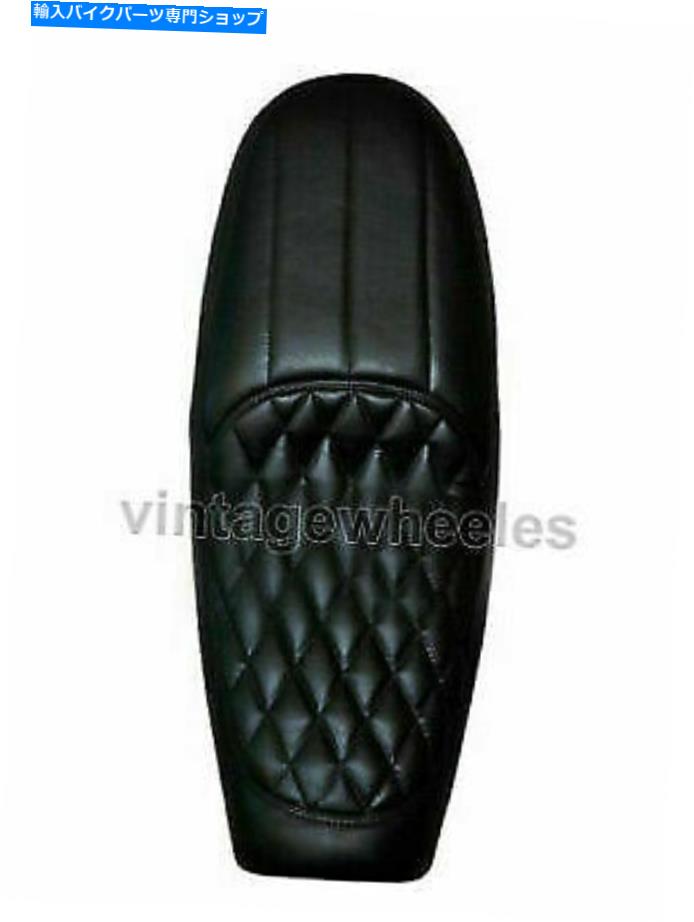 シート ロイヤルエンフィールドインターセプター650ccコンチネンタルGTのためのブラックフェイクレザーデュアルシート Black Faux Leather Dual Seat For Royal Enfield Interceptor 650cc Continental GT【並行輸入品】