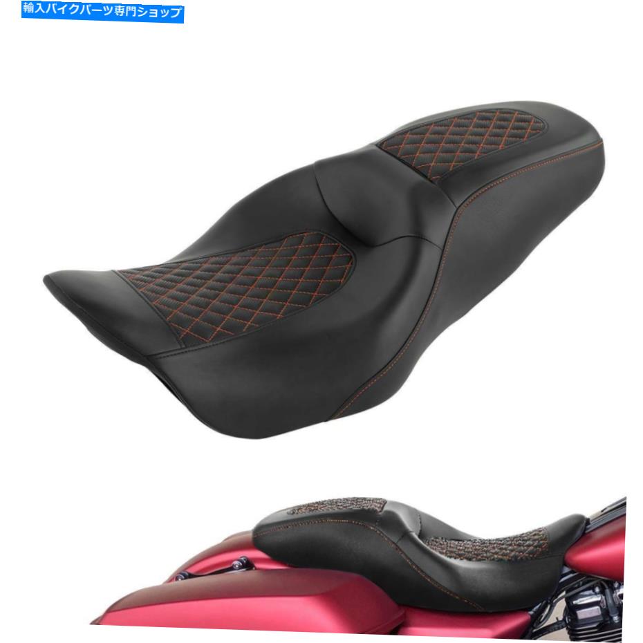 シート オレンジステッチドライバ旅客席フィットハーレーロードグライドキングフリード09-21 Orange Stitching Driver Passenger Seat Fit For Harley Road Glide King FLHT 09-21【並行輸入品】