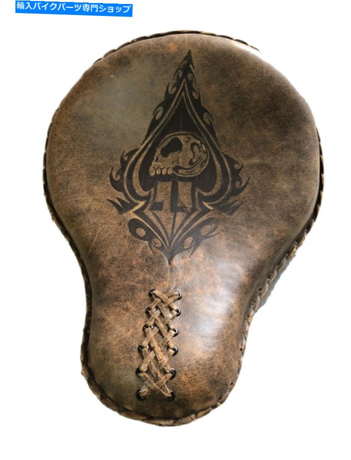 シート スプリングシートチョッパースポーツスターハーリースクロ??ールスカル刻まれたツールレザー Spring Seat Chopper Sportster Harley Scroll Skull Engraved Tooled Leather【並行輸入品】