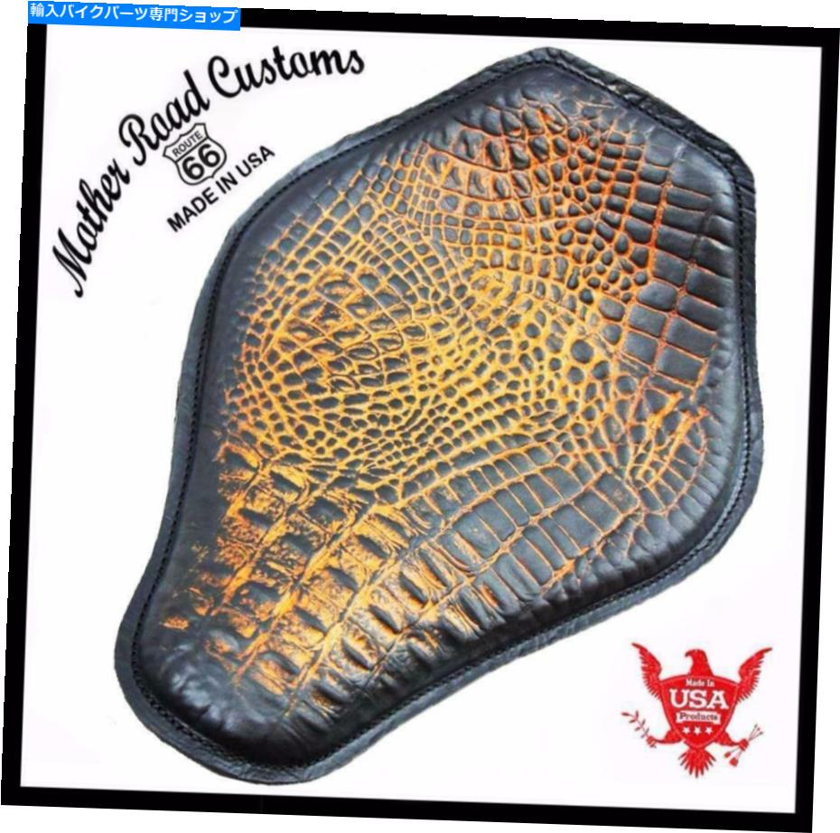 シート ハーレースポーツスタースプリングシートチョッパーボバー11x14アンチブラスゲータースナブノーズレザー Harley Sportster Spring Seat Chopper Bobber 11x14 AntBrn Gator Snub Nose Leather【並行輸入品】|Us Custom Parts Shop USDM