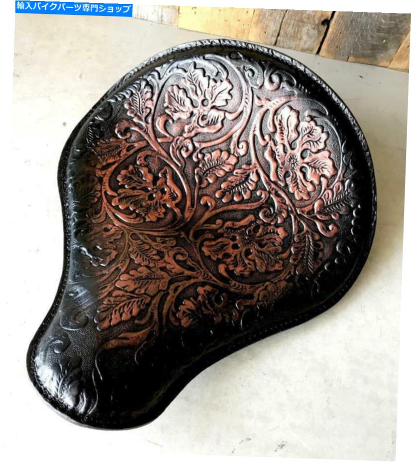 シート スプリングシートチョッパースポーツスターハーレー12x13 "Ant Blk Cop Oak Leapレザー Spring Seat Chopper Sportster Harley 12x13" Ant Blk Cop Oak Leaf Leather【並行輸入品】|Us Custom Parts Shop USDM
