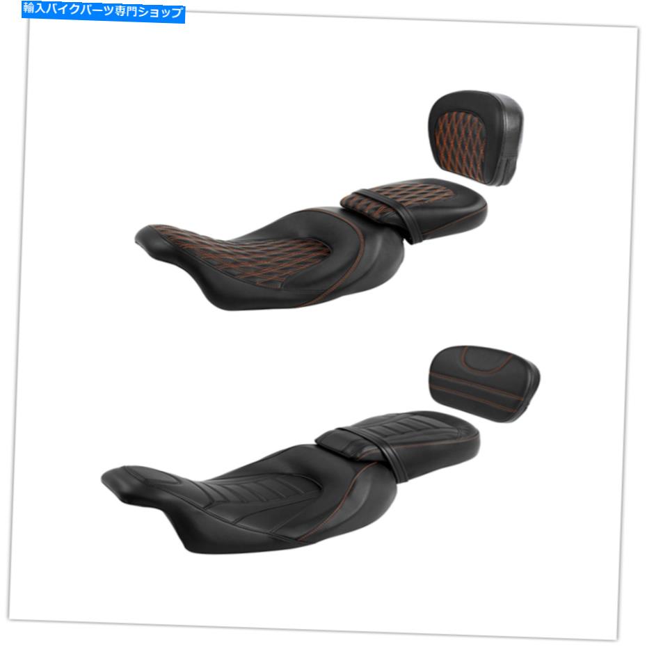 シート PUレザードライバの助手席w /背もたれのためのバックレストフィット09-21 PU Leather Driver Passenger Seat w/Backrest Fit For Harley Electra Glide 09-21【並行輸入品】
