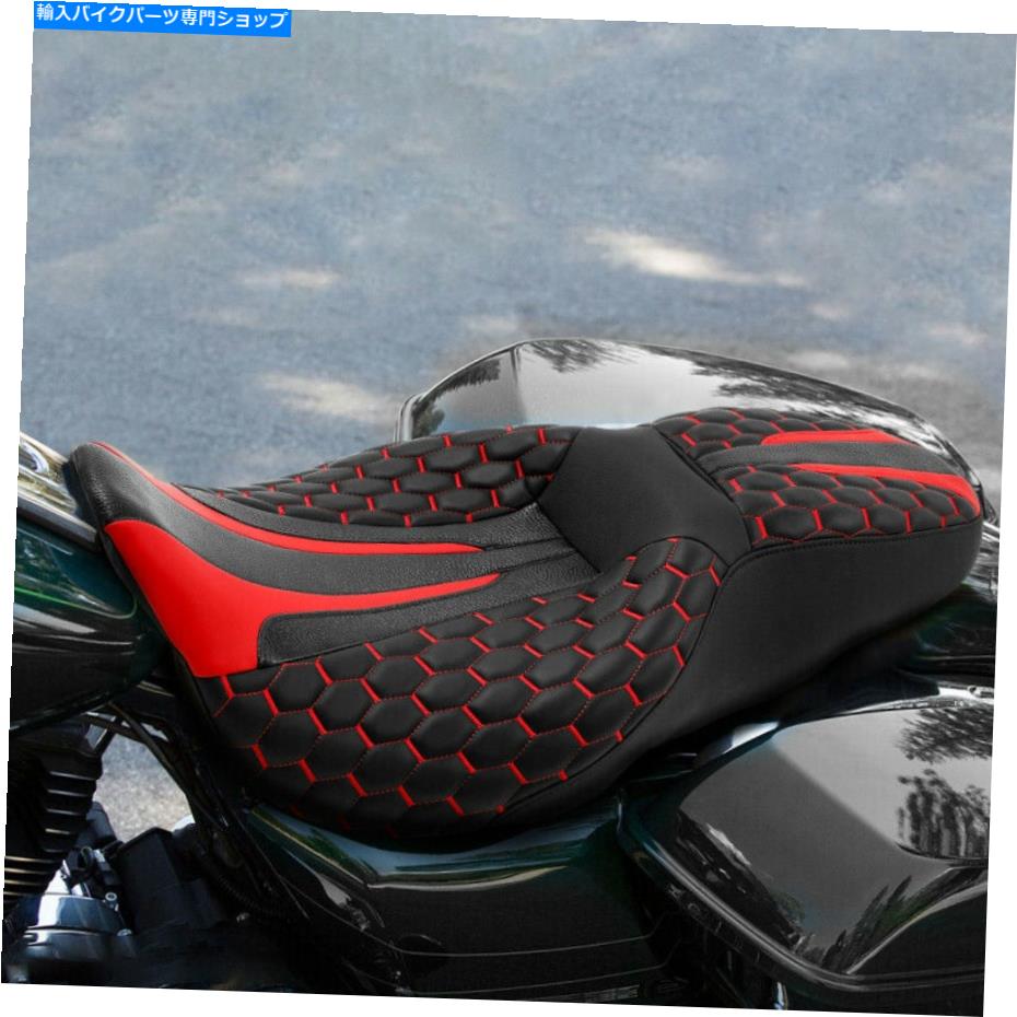 シート ブラックレッドドライバー＆旅客シートフィットハーレーツーリングCVOストリートグライド09-21 Black Red Driver & Passenger Seat Fit For Harley Touring CVO Street Glide 09-21【並行輸入品】