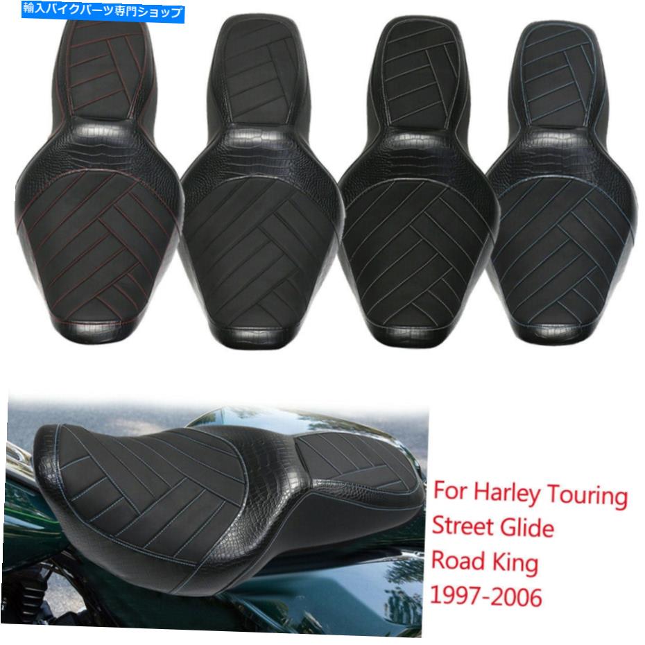 シート Harley Street Glide Road Kingのための前部後部2アップドライバーの乗客レザーシート Front Rear 2-Up Driver Passenger Leather Seat For Harley Street Glide Road King【並行輸入品】