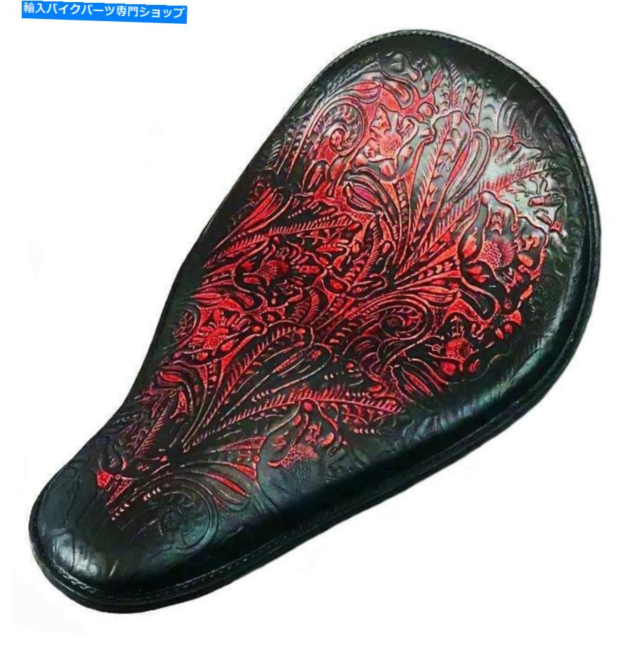 シート 春ソロシートチョッパーボバーハーレーソフト11x16アンティークレザー Spring Solo Seat Chopper Bobber Harley Softail 11x16 Antique Red Tooled Leather【並行輸入品】