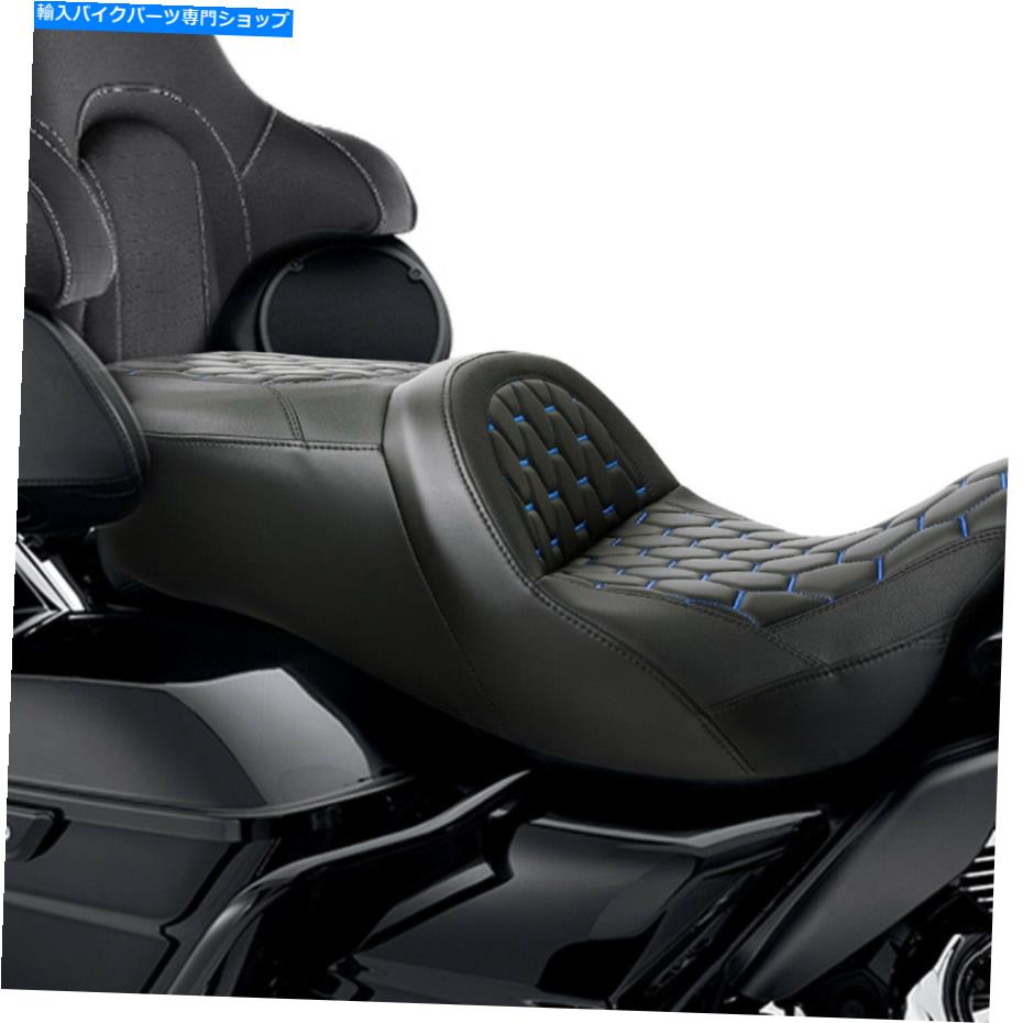 シート ブラックブルーステッチドライバ旅客シートフィットハーレーツーリングTri Glide 09+ Black Blue Stitching Driver Passenger Seat Fit For Harley Touring Tri Glide 09+【並行輸入品】