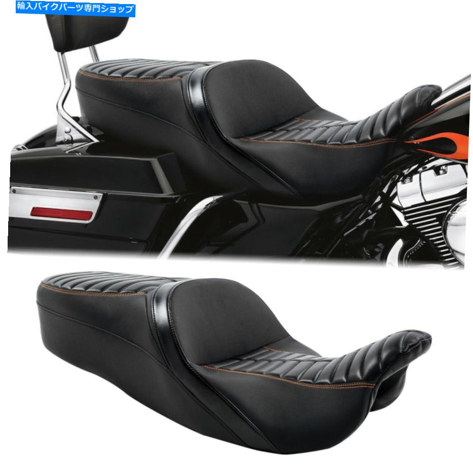 シート ハーレーツーリングストリートロードグライド09-21のための茶色のステッチドライバーの助手席 Brown Stitching Driver Passenger Seat For Harley Touring Street Road Glide 09-21【並行輸入品】