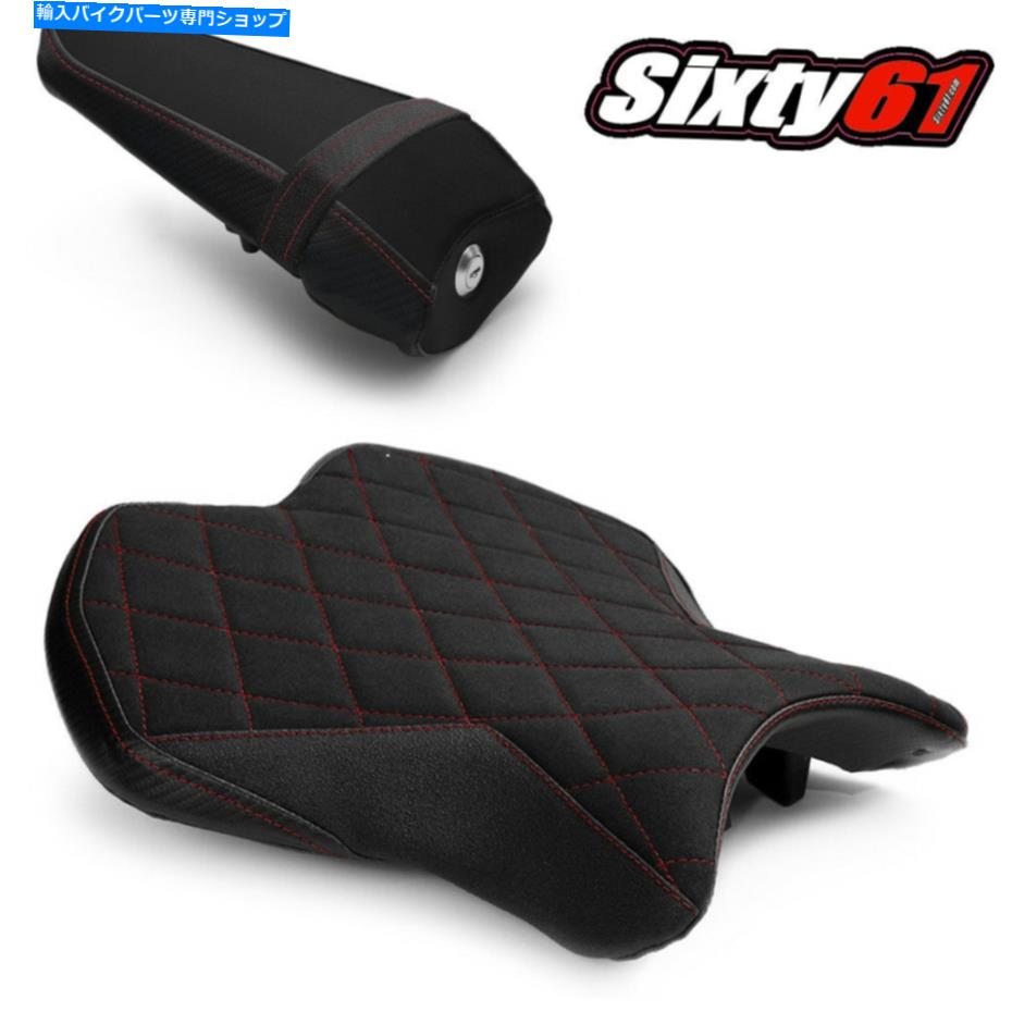 シート ヤマハR6シートカバー2017-2020ルイモトブラックレッドテックグリップスエードフロントリア Yamaha R6 Seat Covers 2017-2020 Luimoto Black Red Tec-Grip Suede Front Rear【並行輸入品】